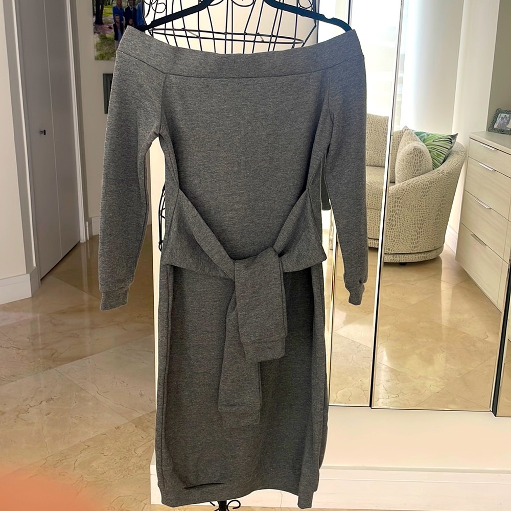 NWT SOPRANO TIE FRONT OFF THE SHOULDER SWEATSHIRT DRESS